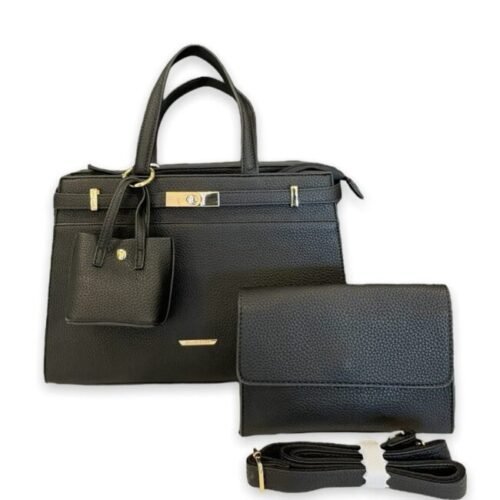 cartera negra de mujer 3 piezas