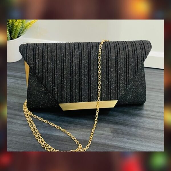 Cartera sobre de fiesta con brillo negro