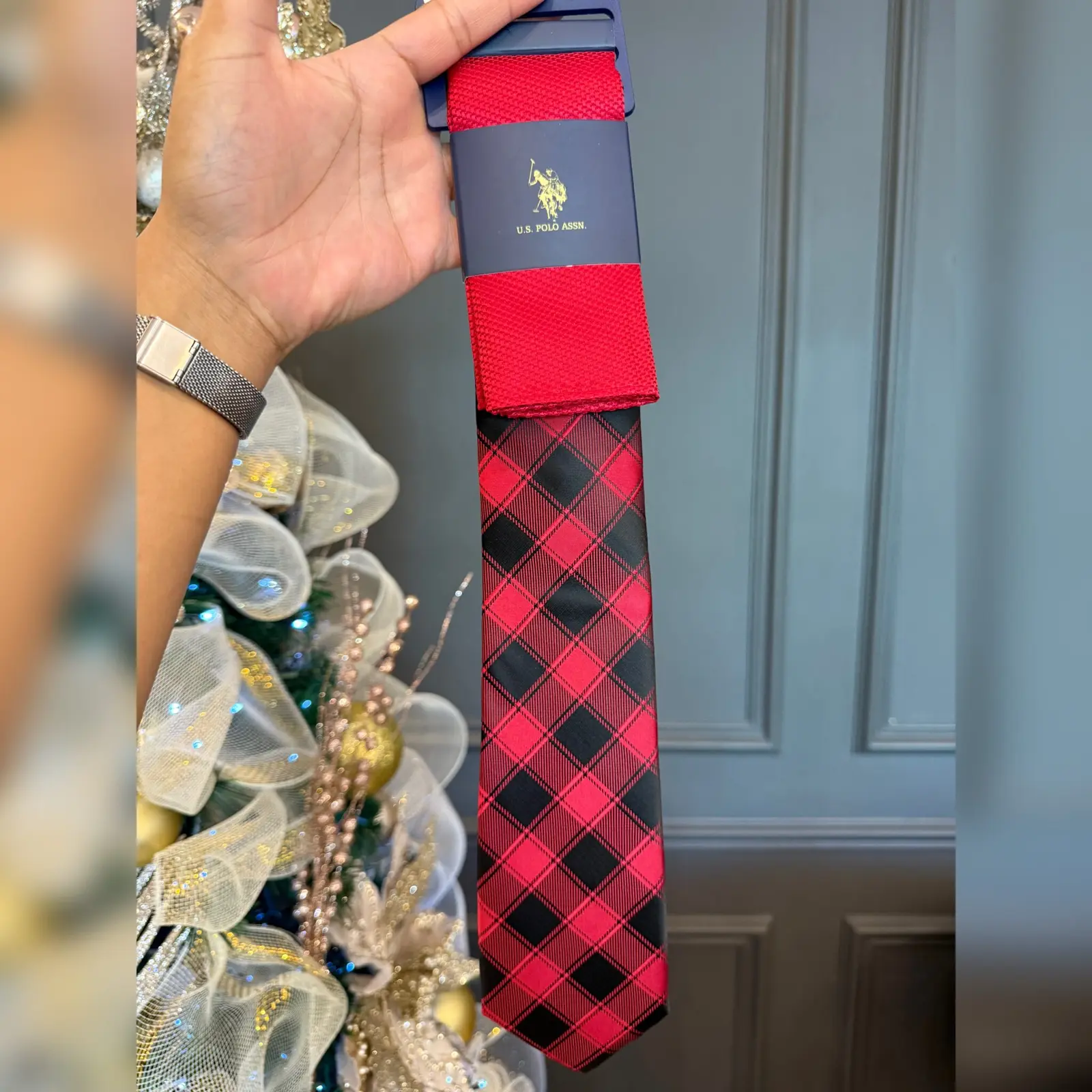 Corbata y Pañuelo Polo US Assn Rojo