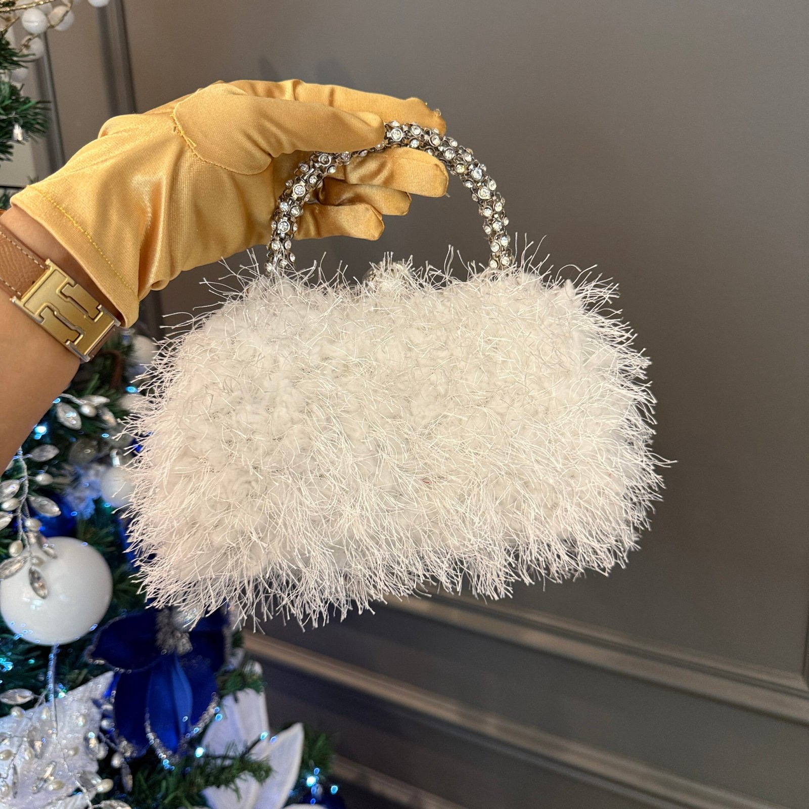 Cartera Sobre de Fiesta F5882 Fluffy Blanca