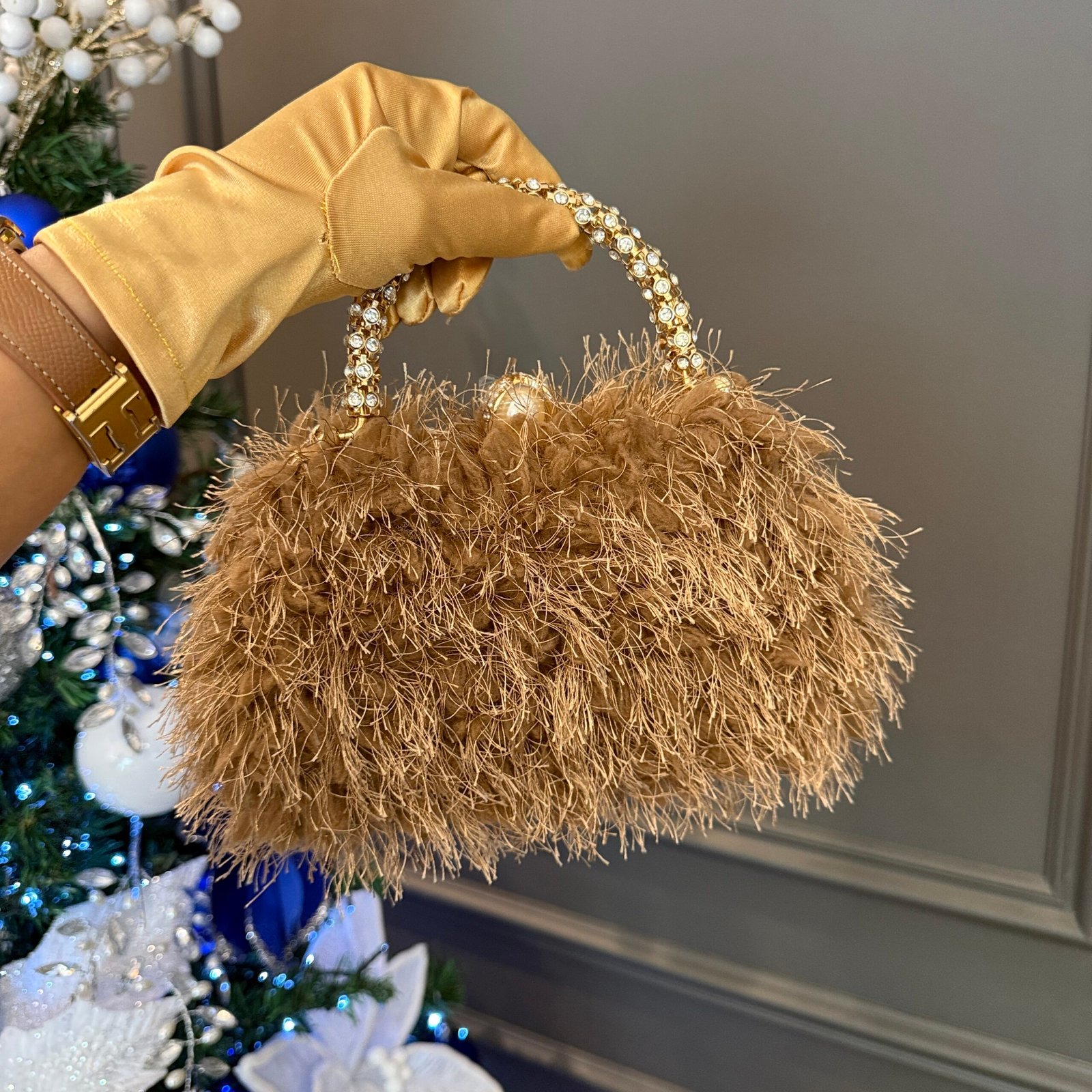 Cartera Sobre de Fiesta F5882 Fluffy Champan