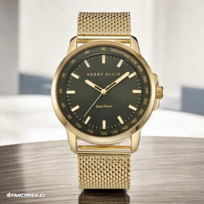 Reloj Perry Ellis Solar Powered Dorado 41mm
