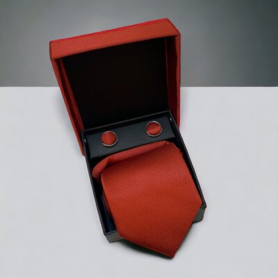 Set de Corbata, Gemelos y Pañuelo Roja