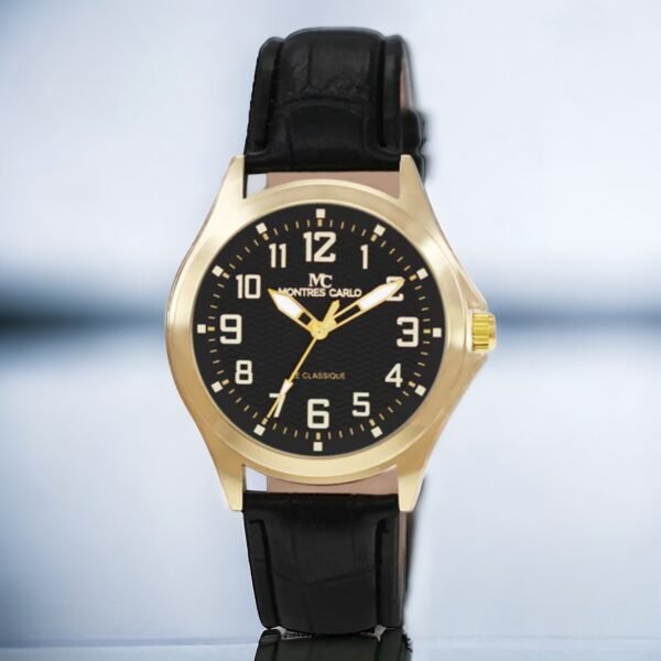 Reloj Montres Carlo 5359 negro y dorado