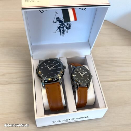 Set de Reloj Polo US Assn Pareja Marron