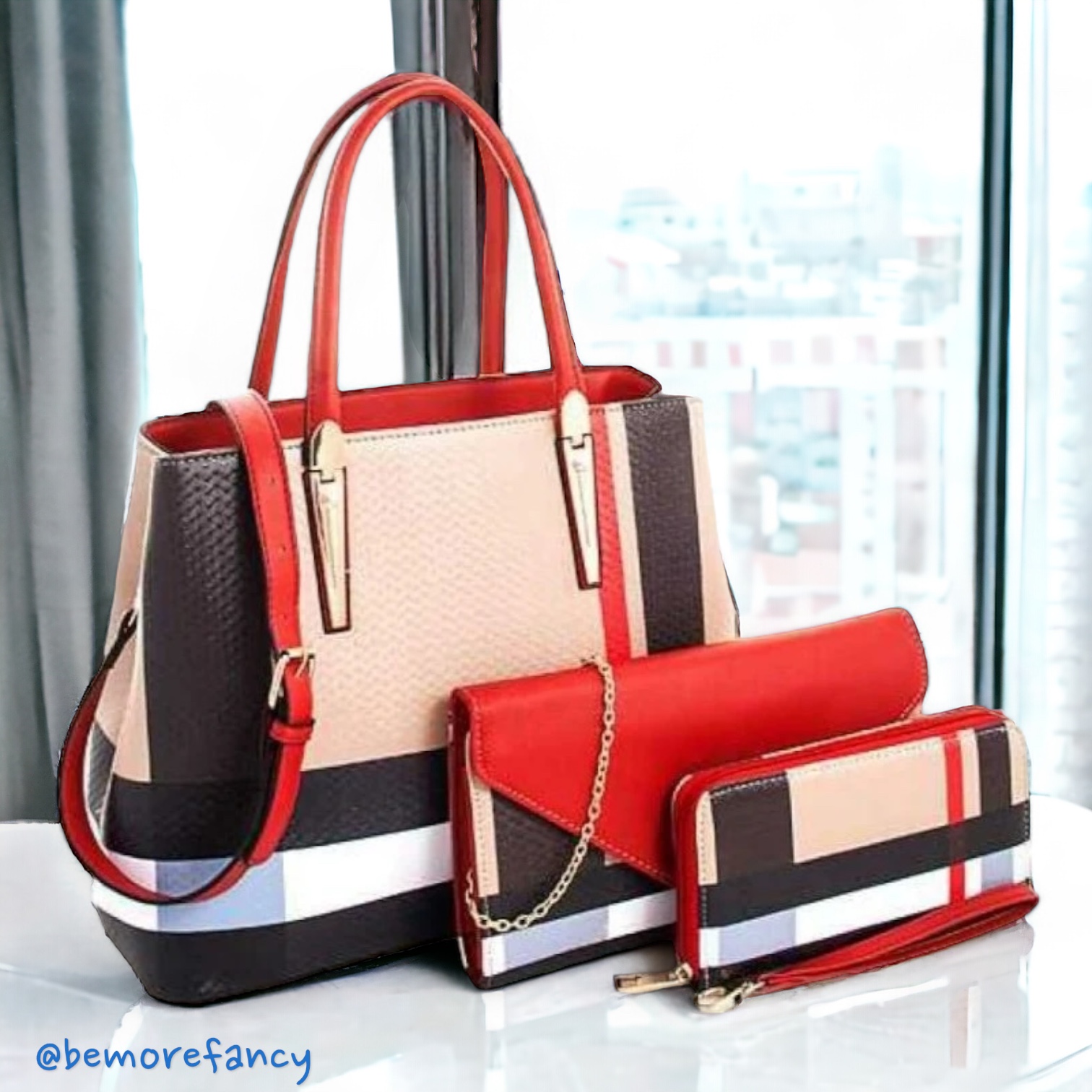 Set de Cartera BT2678 rayas Roja