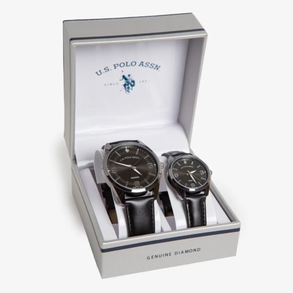 Set de Reloj para parejas Polo US Assn Negro