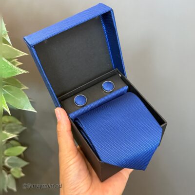 Set De Corbata Gemelos y Pañuelo azul