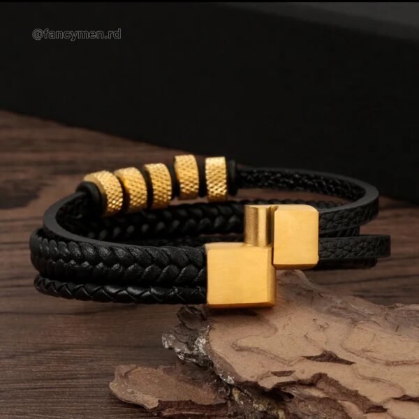 Pulsera En piel y Acero 21.5cm 7389