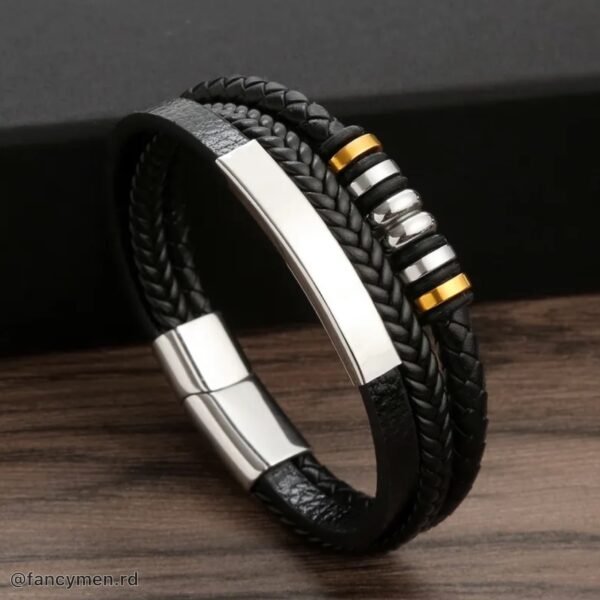 Pulsera En piel Acero inoxidable 21.5cm Punk