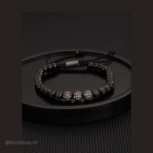 Pulsera Titanium Steel bolitas Negra