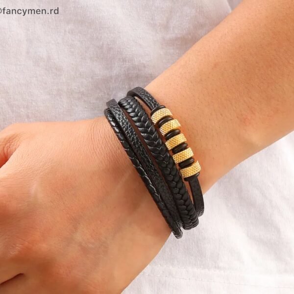 Pulsera En piel y Acero 21.5cm 7389