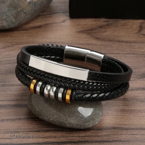 Pulsera En piel Acero inoxidable 21.5cm Punk