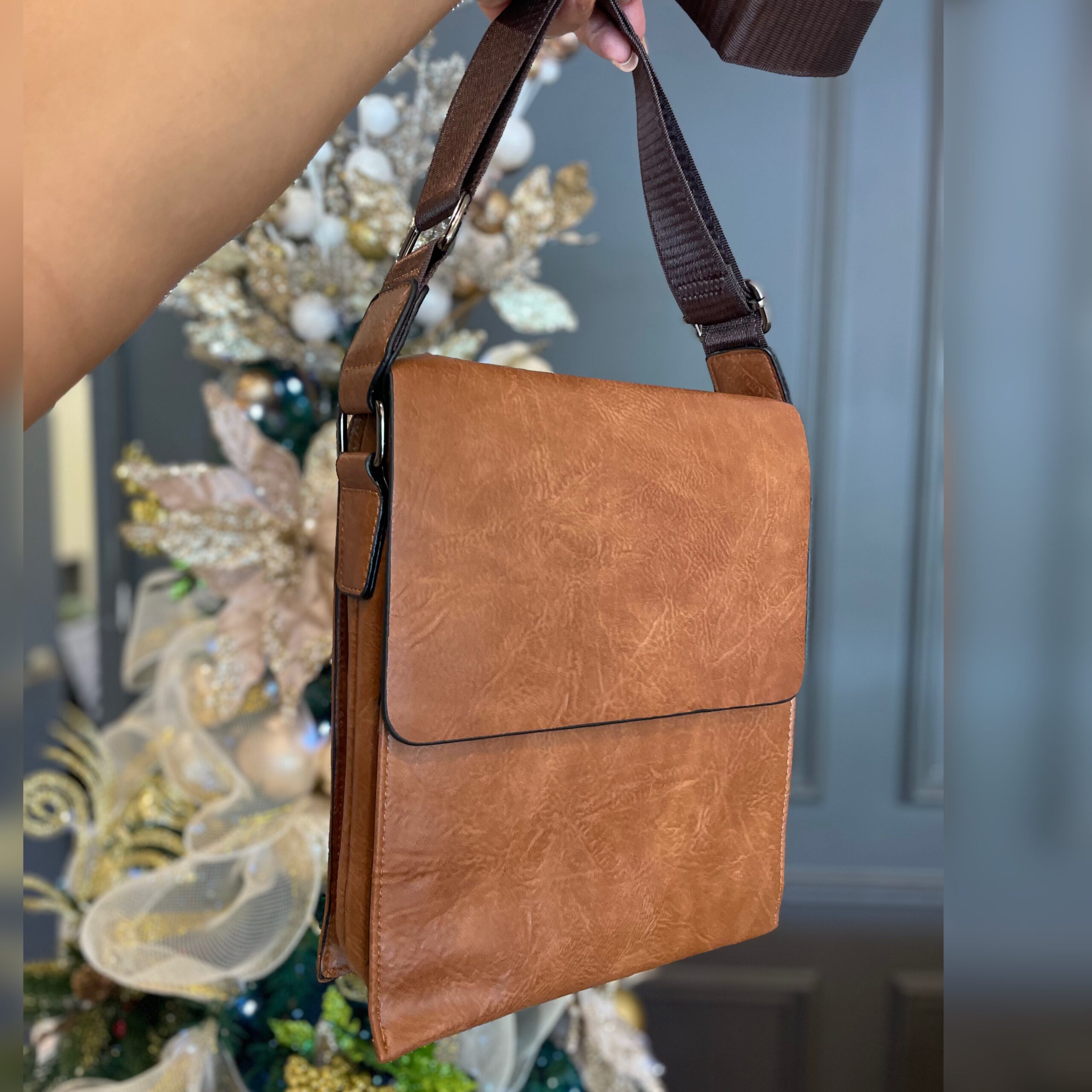 Bulto Mensajero en leather c5-1017 Camel - Imagen 4