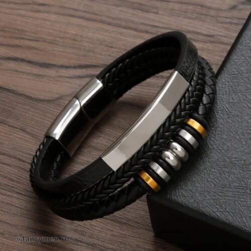 Pulsera En piel Acero inoxidable 21.5cm Punk