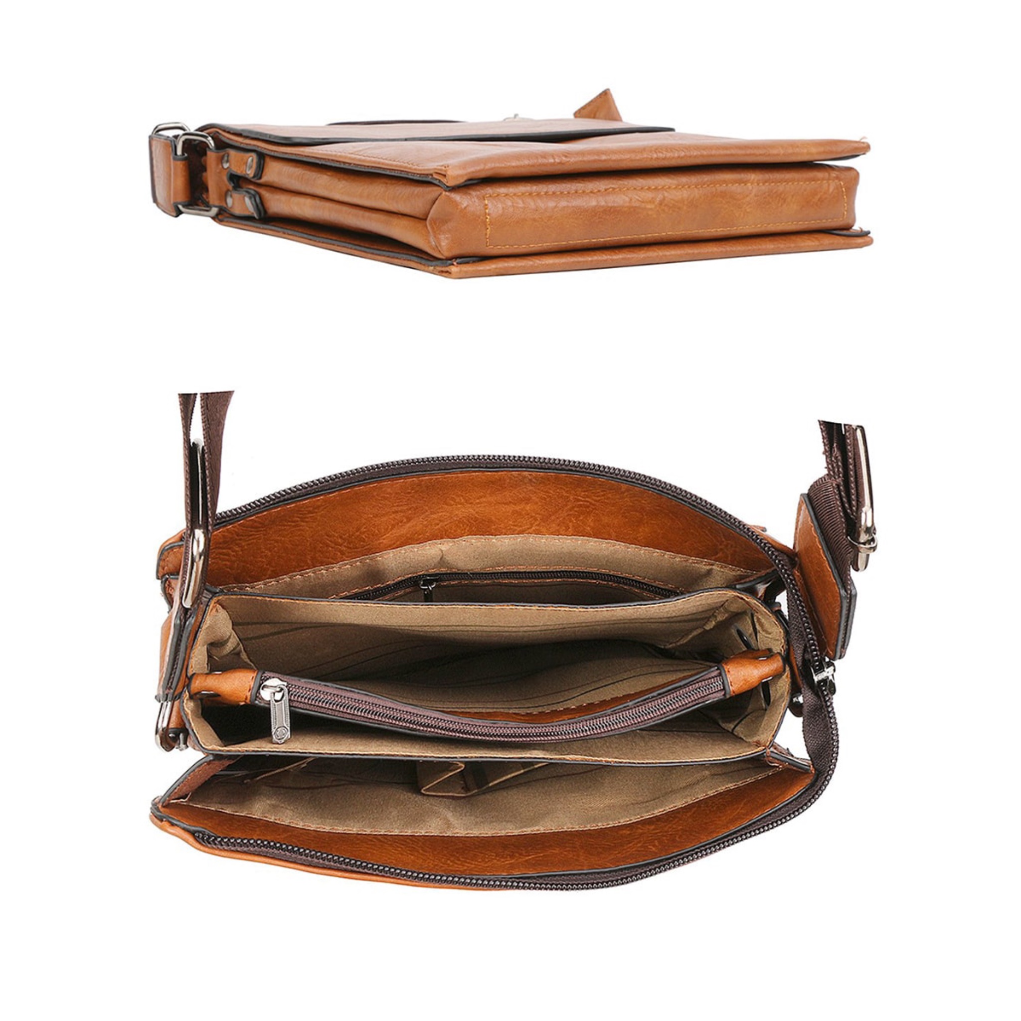 Bulto Mensajero en leather c5-1017 Camel - Imagen 2