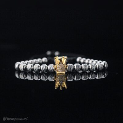 Pulsera Corona en Acero Titanio Zirconia doble tono