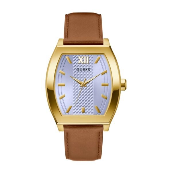 dorado, (1.654 in Gold-Tone Case) Marrón (8 Inch Brown Strap) Esfera azul Lente de cristal mineral Resistente al agua hasta 98.4 ft